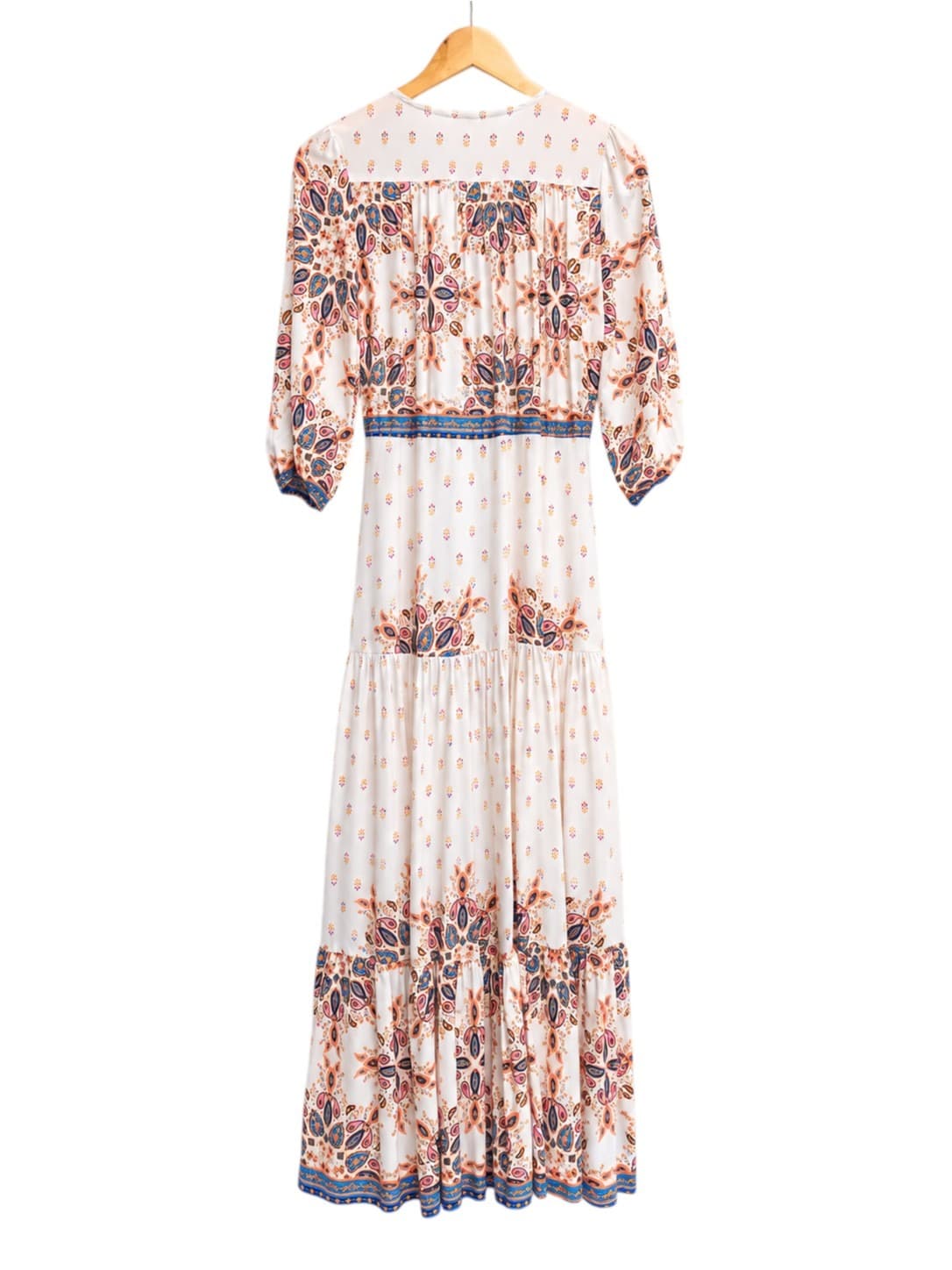 Jaase Womens Maxi Dress Size S White Multi Paisley Boho Tiered Rayon BNWT — photo 5 of 9