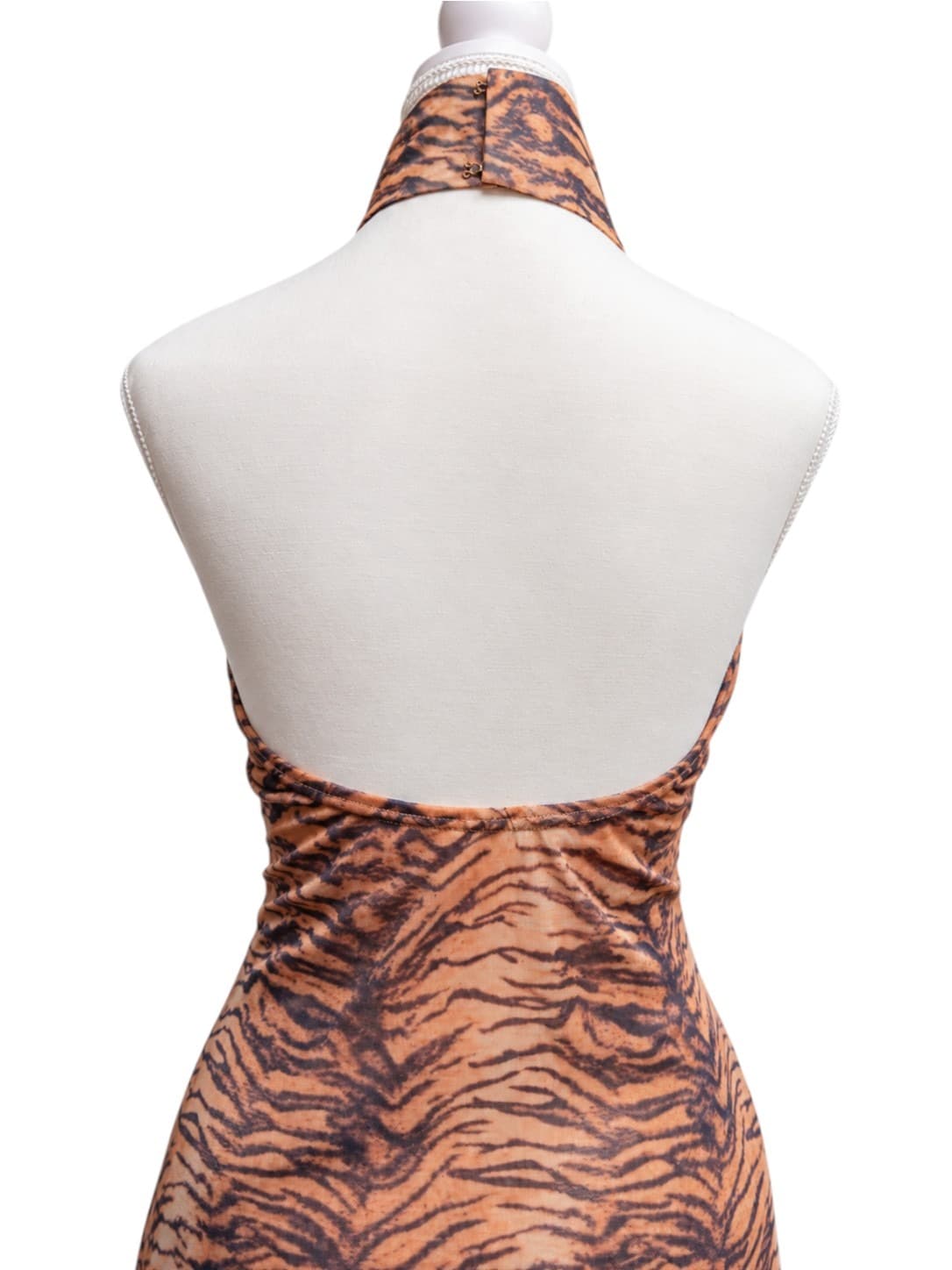 JGR & STN Womens Midi Dress Size 10 Tiger Print Halter Neck Backless Bodycon — photo 3 of 7