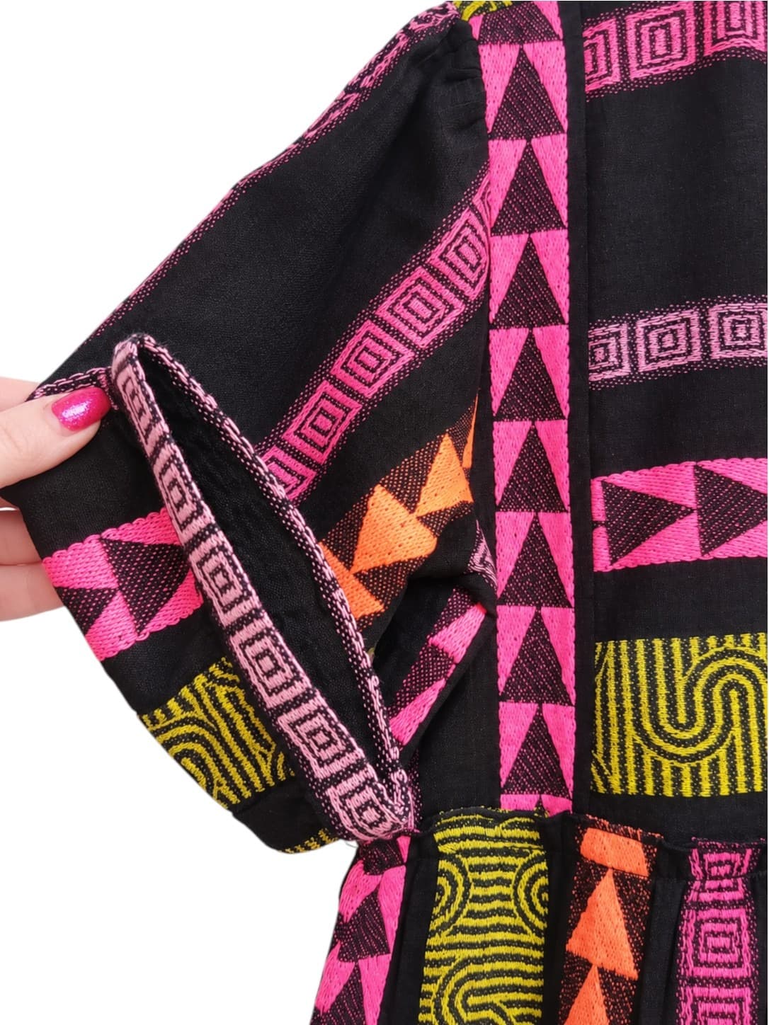 JOOP & GYPSY Black Geometric Embroidered Tiered Cotton Dress BNWT Size 8 — photo 3 of 7