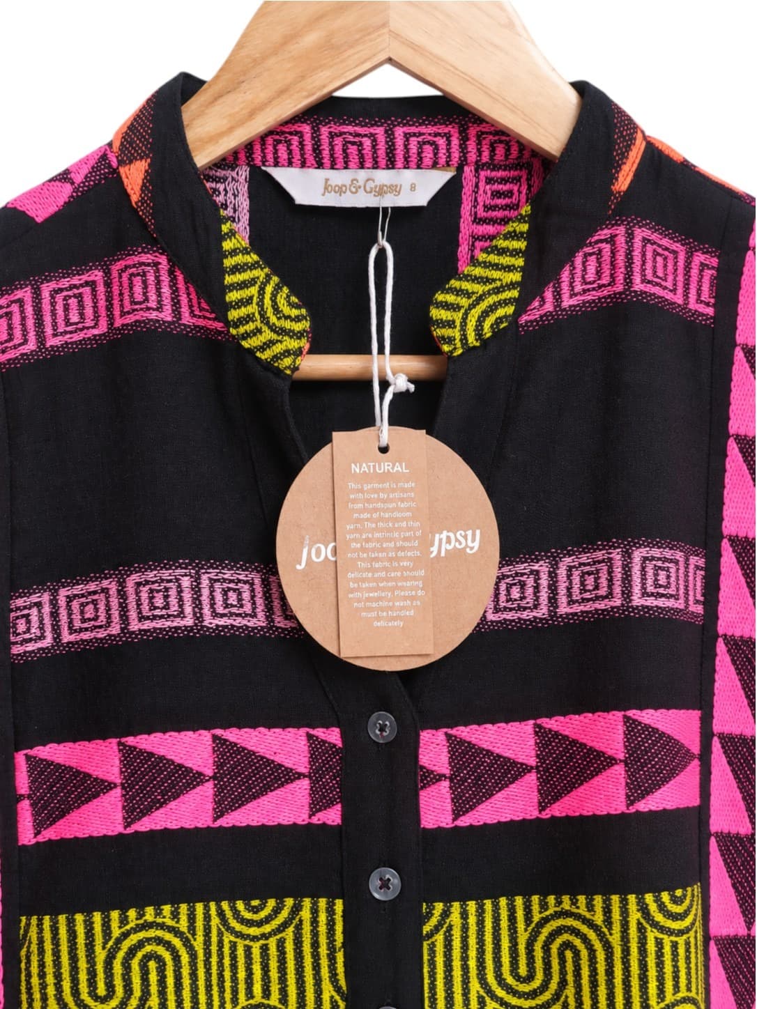JOOP & GYPSY Black Geometric Embroidered Tiered Cotton Dress BNWT Size 8 — photo 4 of 7