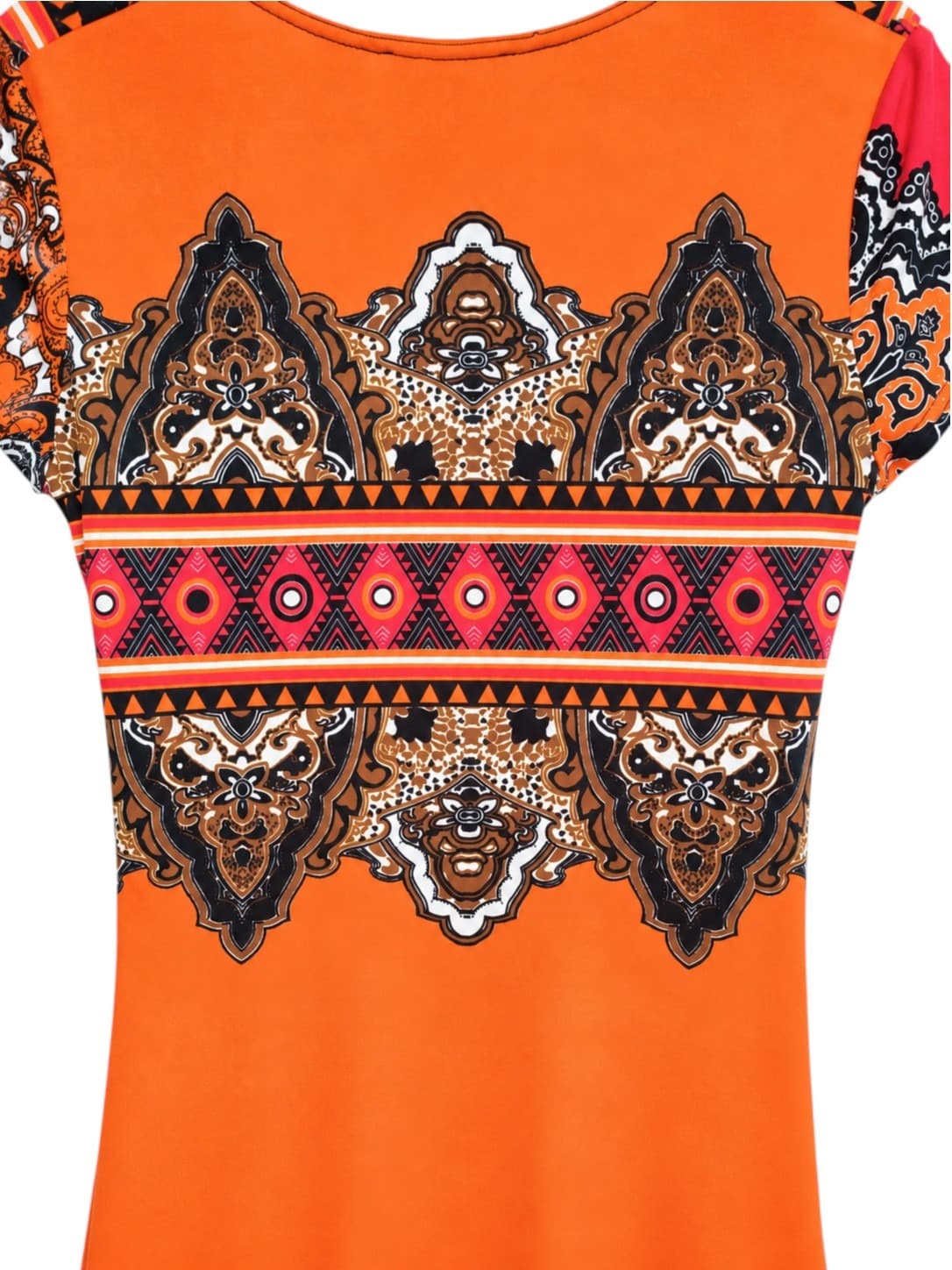 JOSEPH RIBKOFF Orange Paisley Print Ruched Wrap Style Dress Size 12 — photo 6 of 6