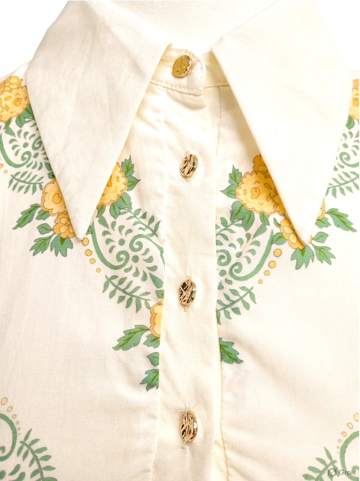 KEEPSAKE Cream Yellow Floral Puff Sleeve Collared Mini Dress XS — photo 5 of 8