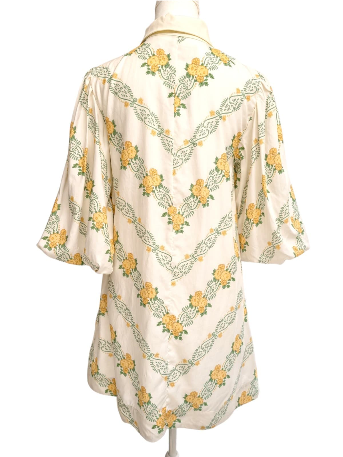 KEEPSAKE Cream Yellow Floral Puff Sleeve Collared Mini Dress XS — photo 4 of 8