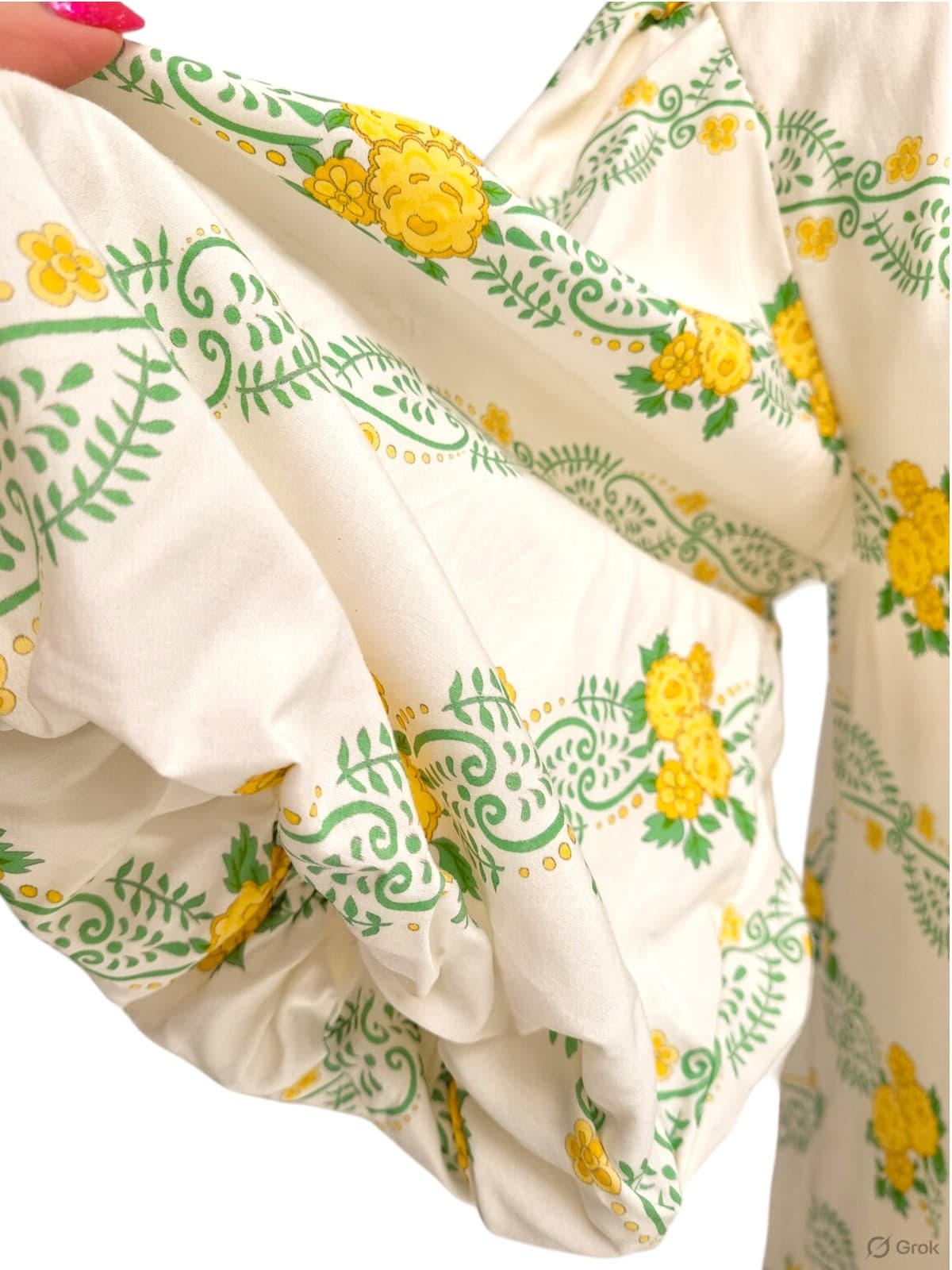 KEEPSAKE Cream Yellow Floral Puff Sleeve Collared Mini Dress XS — photo 6 of 8