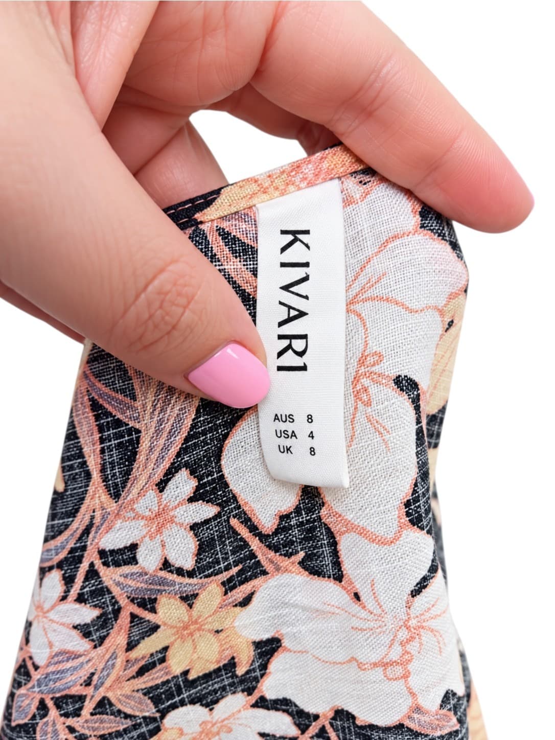 Kivari Floral Print Wrap Top Long Sleeve Black Peach Women's 8 — photo 6 of 8