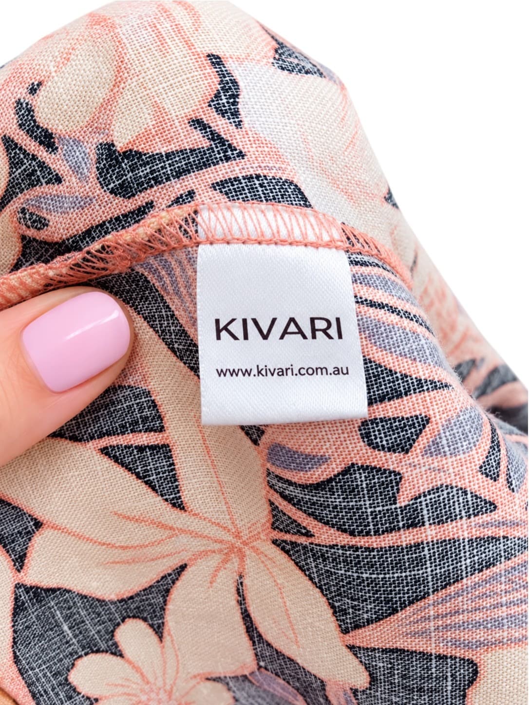 Kivari Floral Print Wrap Top Long Sleeve Black Peach Women's 8 — photo 7 of 8