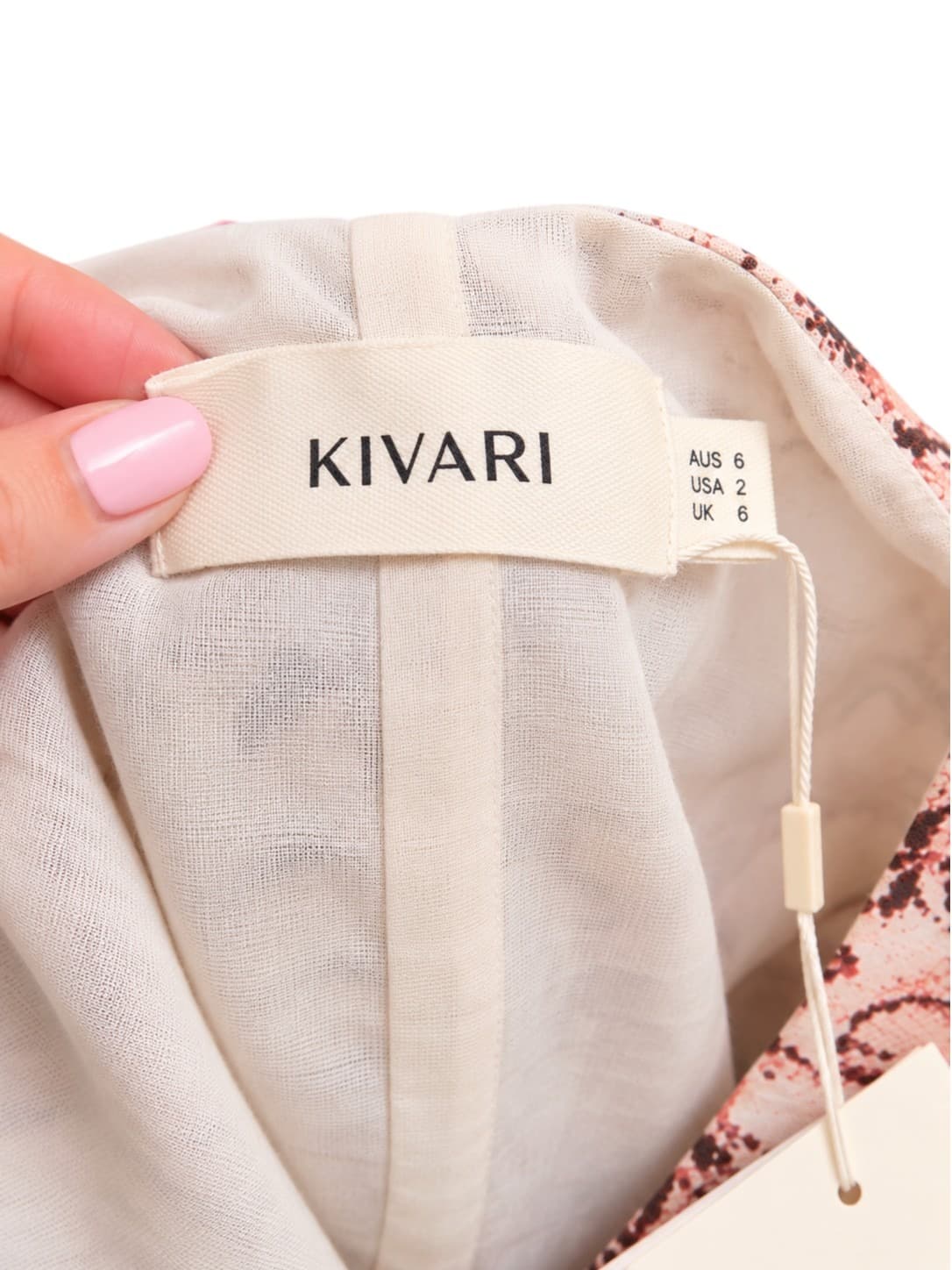 Kivari Simone Midi Dress Womens Size 6 Blush Pink Snake Print Linen BNWT — photo 8 of 9