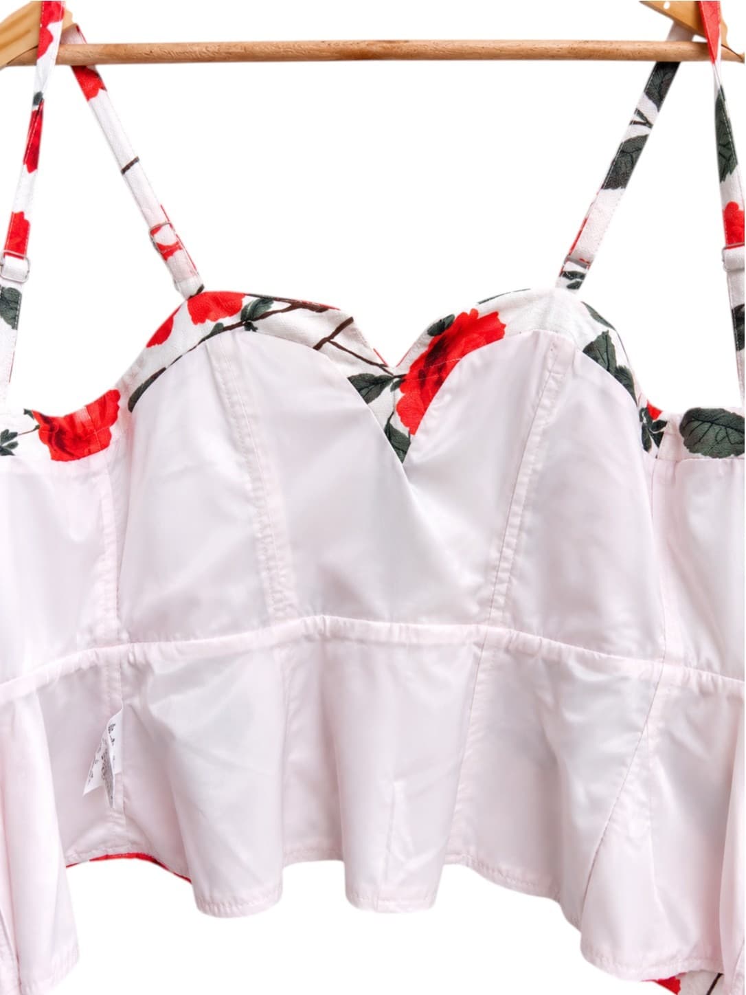 KOOKAI Womens Peplum Top Size 34 White Red Rose Floral Sweetheart Corset Style — photo 4 of 6