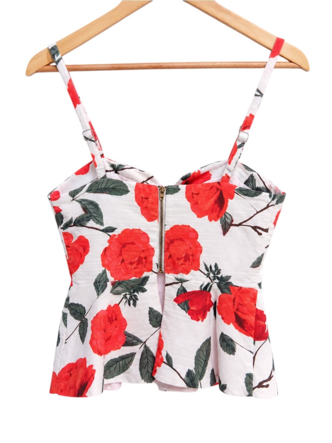 KOOKAI Womens Peplum Top Size 34 White Red Rose Floral Sweetheart Corset Style — photo 3 of 6