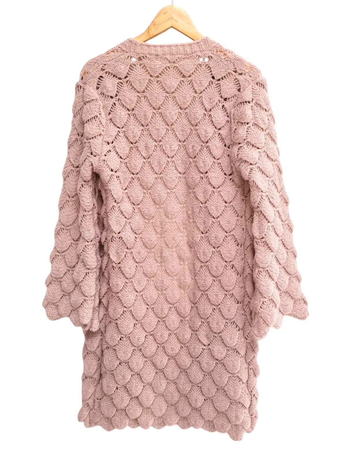 Label of Love Dusty Pink Leaf Pattern Longline Knit Cardigan Size M — photo 2 of 7
