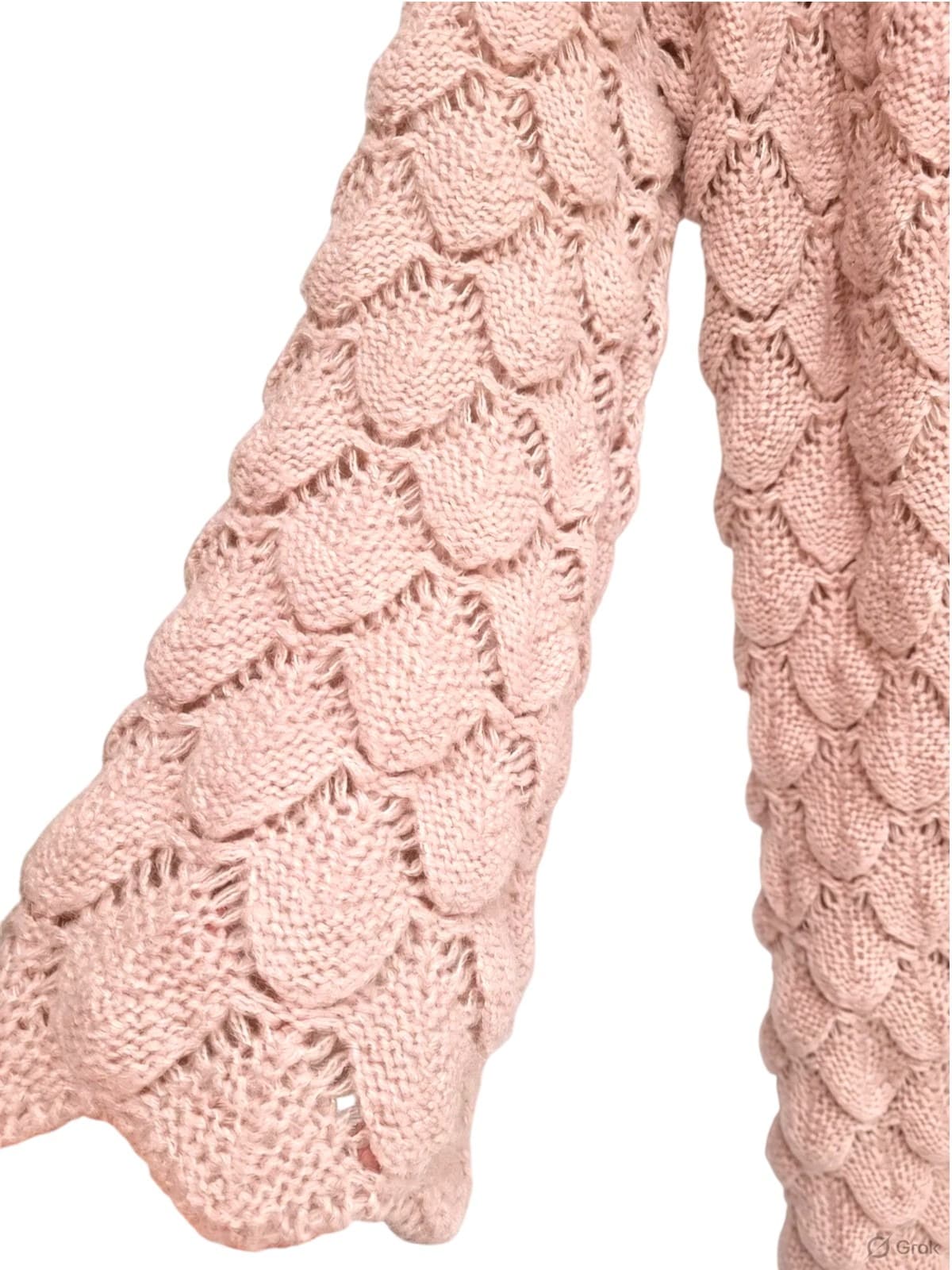 Label of Love Dusty Pink Leaf Pattern Longline Knit Cardigan Size M — photo 5 of 7