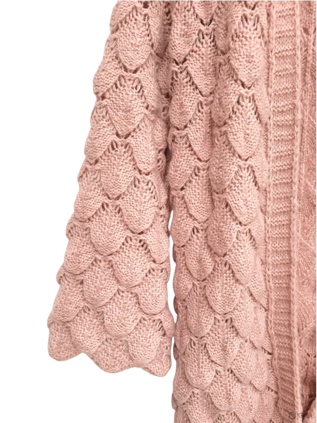 Label of Love Dusty Pink Leaf Pattern Longline Knit Cardigan Size M — photo 3 of 7