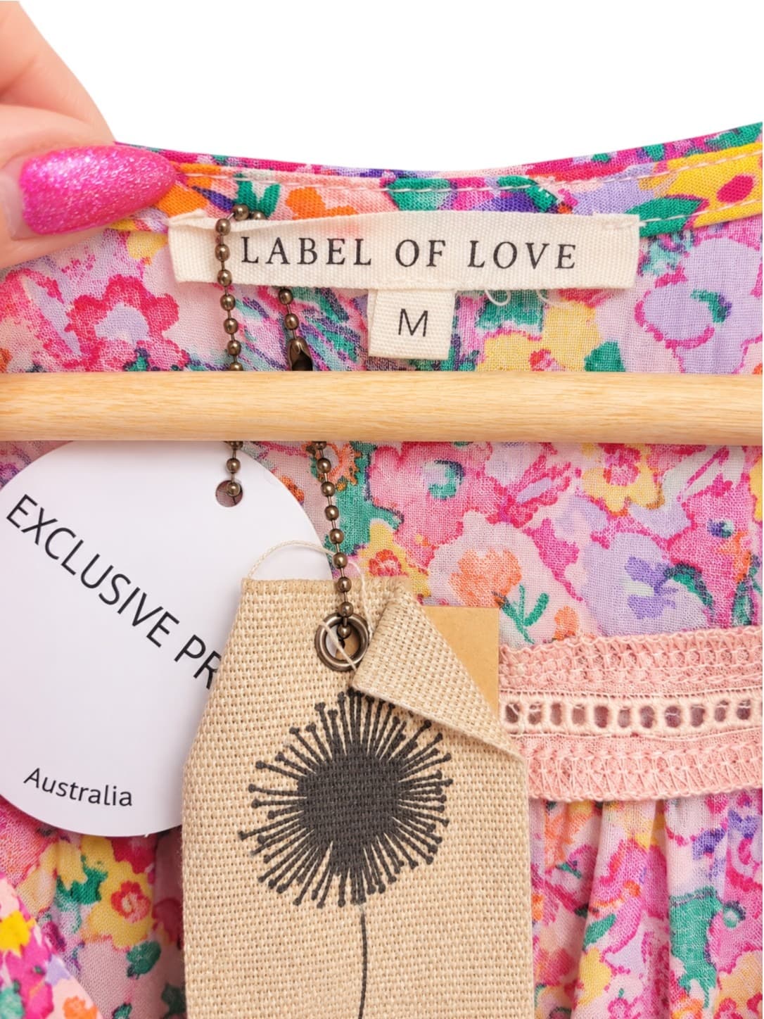 LABEL OF LOVE Pink Floral Shirred Tiered Midi Dress BNWT Size M — photo 6 of 8