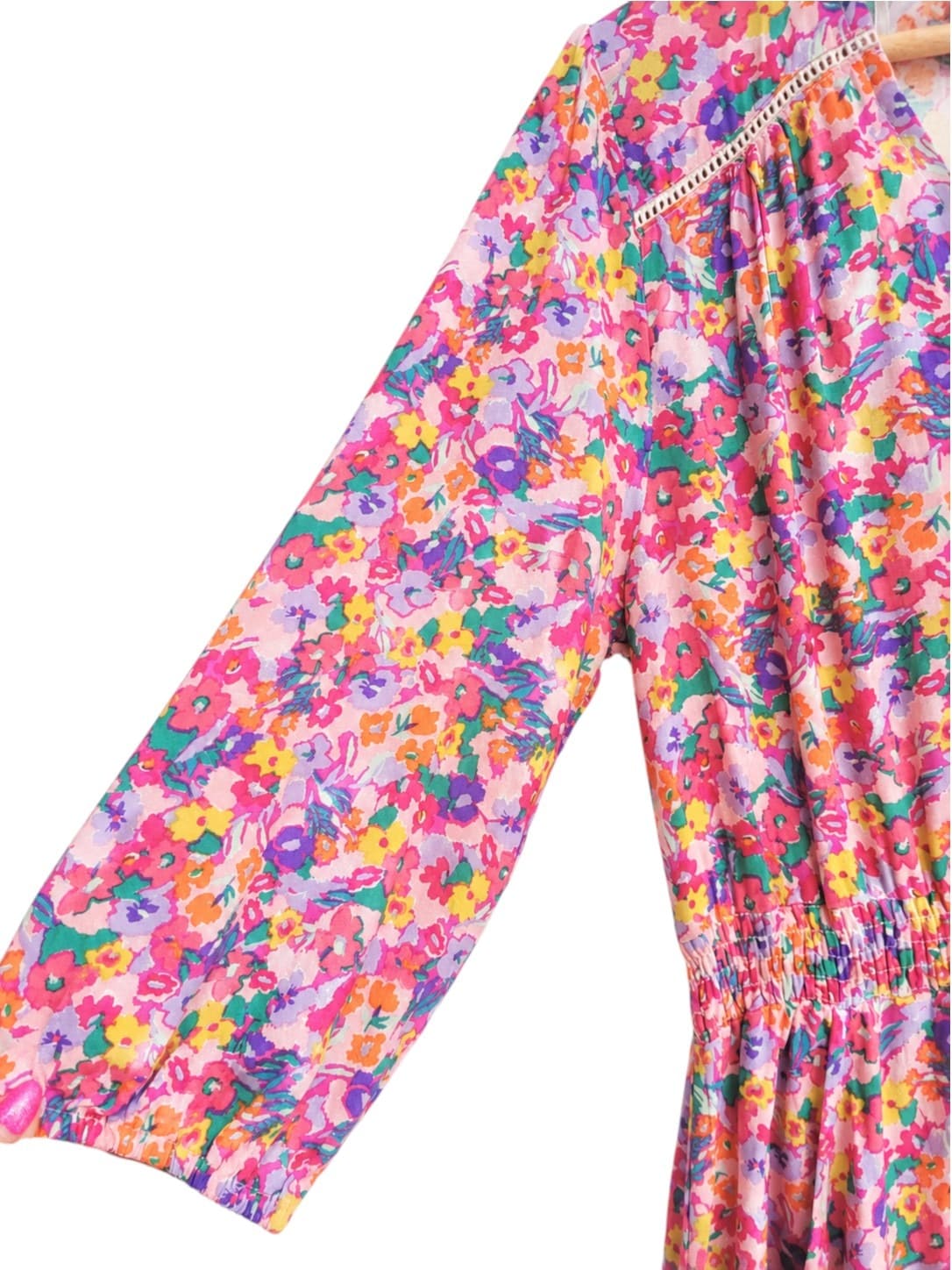 LABEL OF LOVE Pink Floral Shirred Tiered Midi Dress BNWT Size M — photo 3 of 8