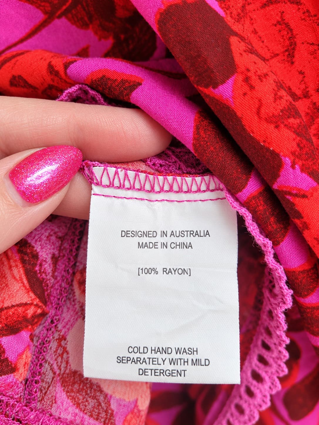 LABEL OF LOVE Pink Red Floral Smocked Bell Sleeve Boho Top S/M — photo 6 of 7