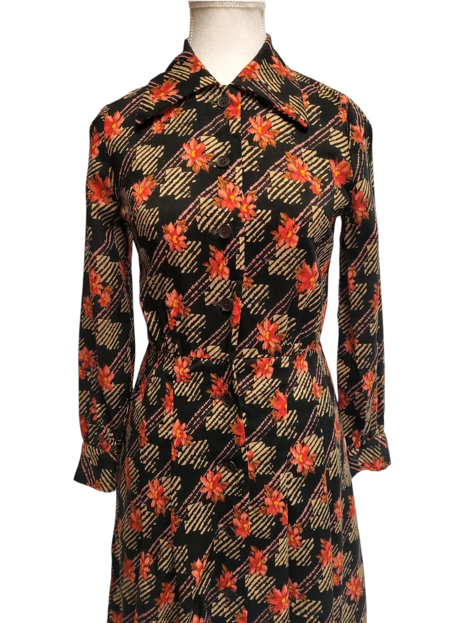 LADIES SHOP TOKYO 1970s Vintage Japanese Floral Shirt Dress Isetan Size 8 — photo 2 of 15