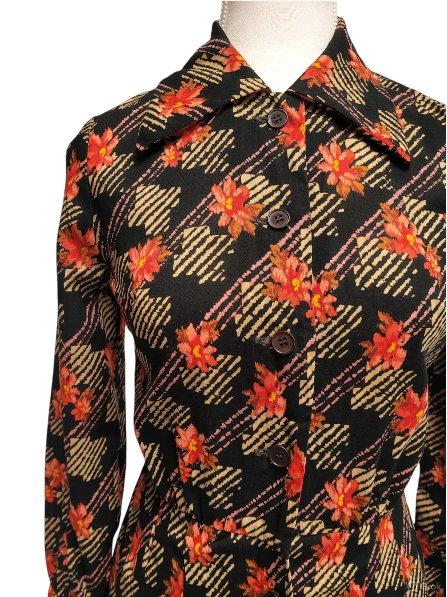 LADIES SHOP TOKYO 1970s Vintage Japanese Floral Shirt Dress Isetan Size 8 — photo 1 of 15
