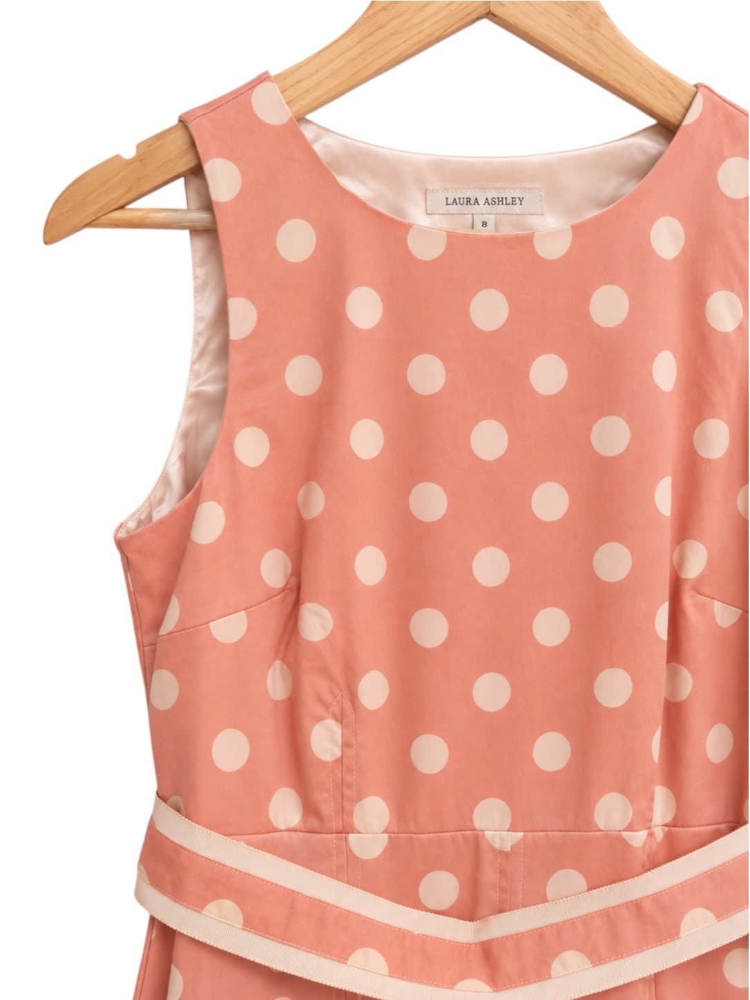 LAURA ASHLEY Pink Polka Dot Fit & Flare Midi Dress Size 8 — photo 1 of 7