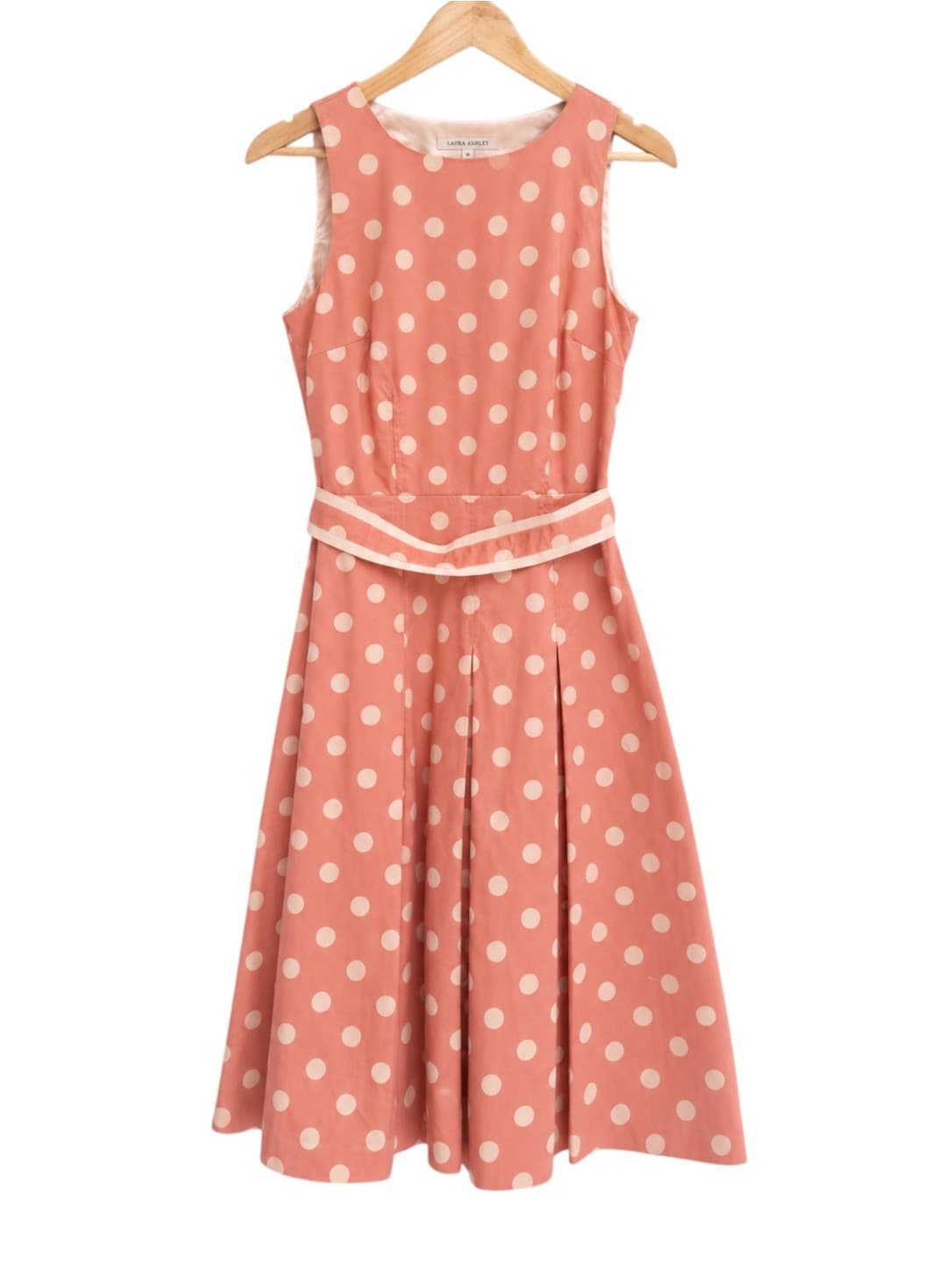 LAURA ASHLEY Pink Polka Dot Fit & Flare Midi Dress Size 8 — photo 2 of 7