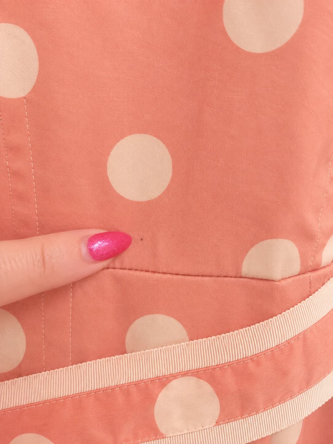 LAURA ASHLEY Pink Polka Dot Fit & Flare Midi Dress Size 8 — photo 6 of 7