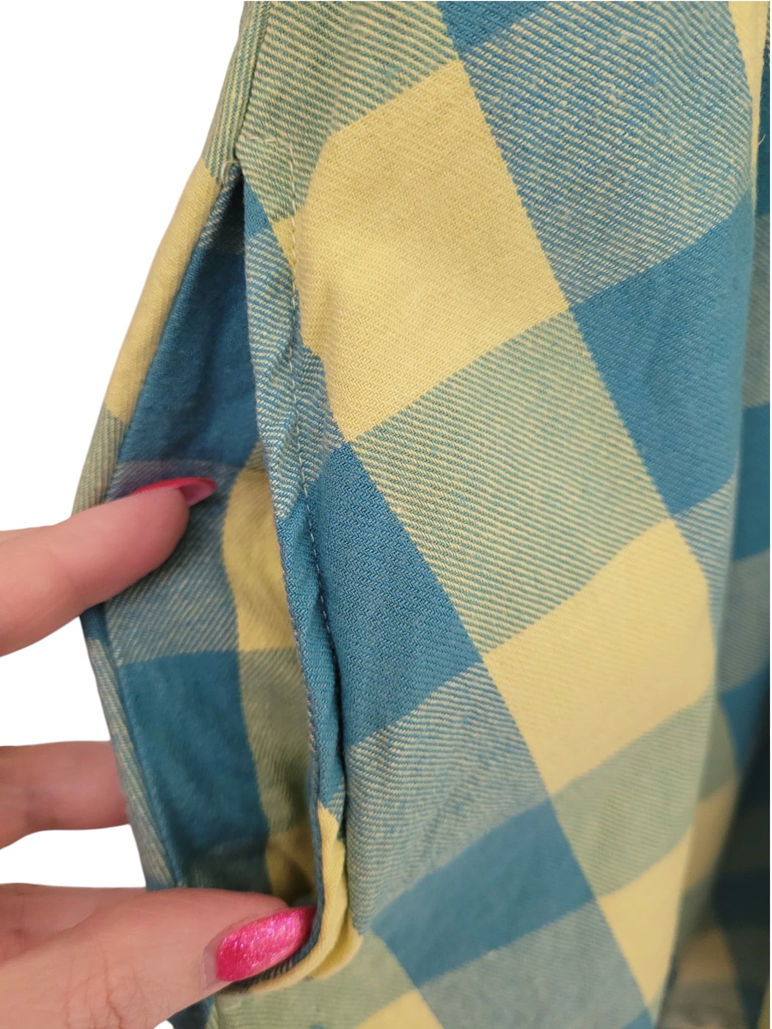 LAZY OAF Yellow Teal Gingham Cotton Puff Sleeve Smock Dress Size 12 — photo 4 of 9