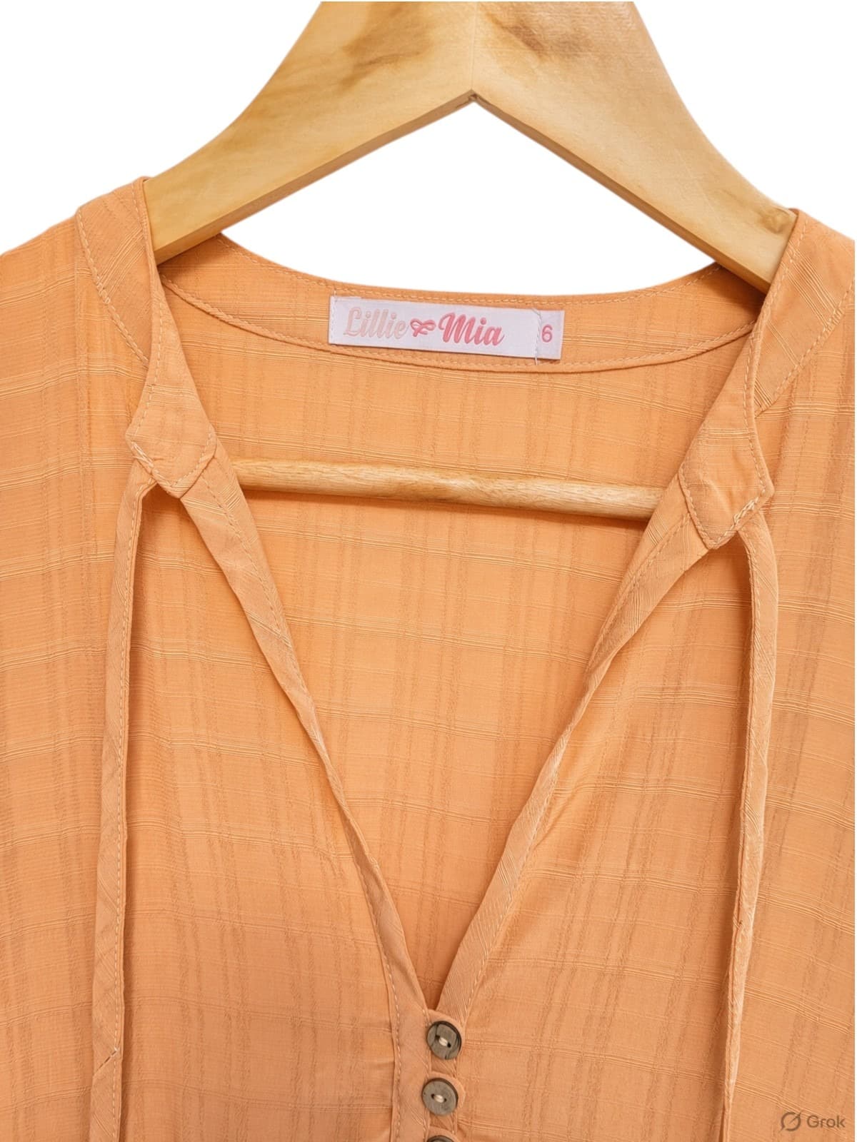 LILLIE & MIA Orange Boho Tiered Mini Dress Balloon Sleeve Size 6 — photo 2 of 6