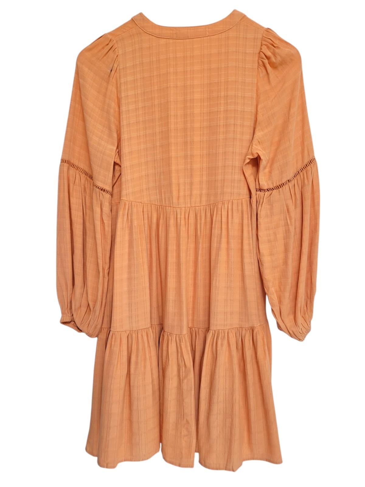 LILLIE & MIA Orange Boho Tiered Mini Dress Balloon Sleeve Size 6 — photo 3 of 6
