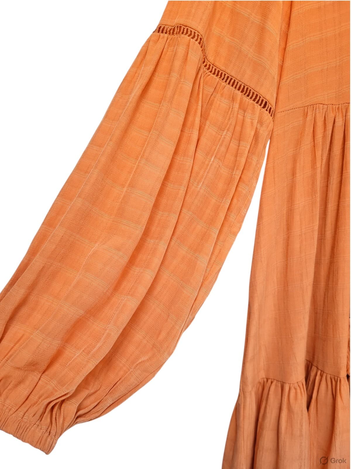 LILLIE & MIA Orange Boho Tiered Mini Dress Balloon Sleeve Size 6 — photo 4 of 6