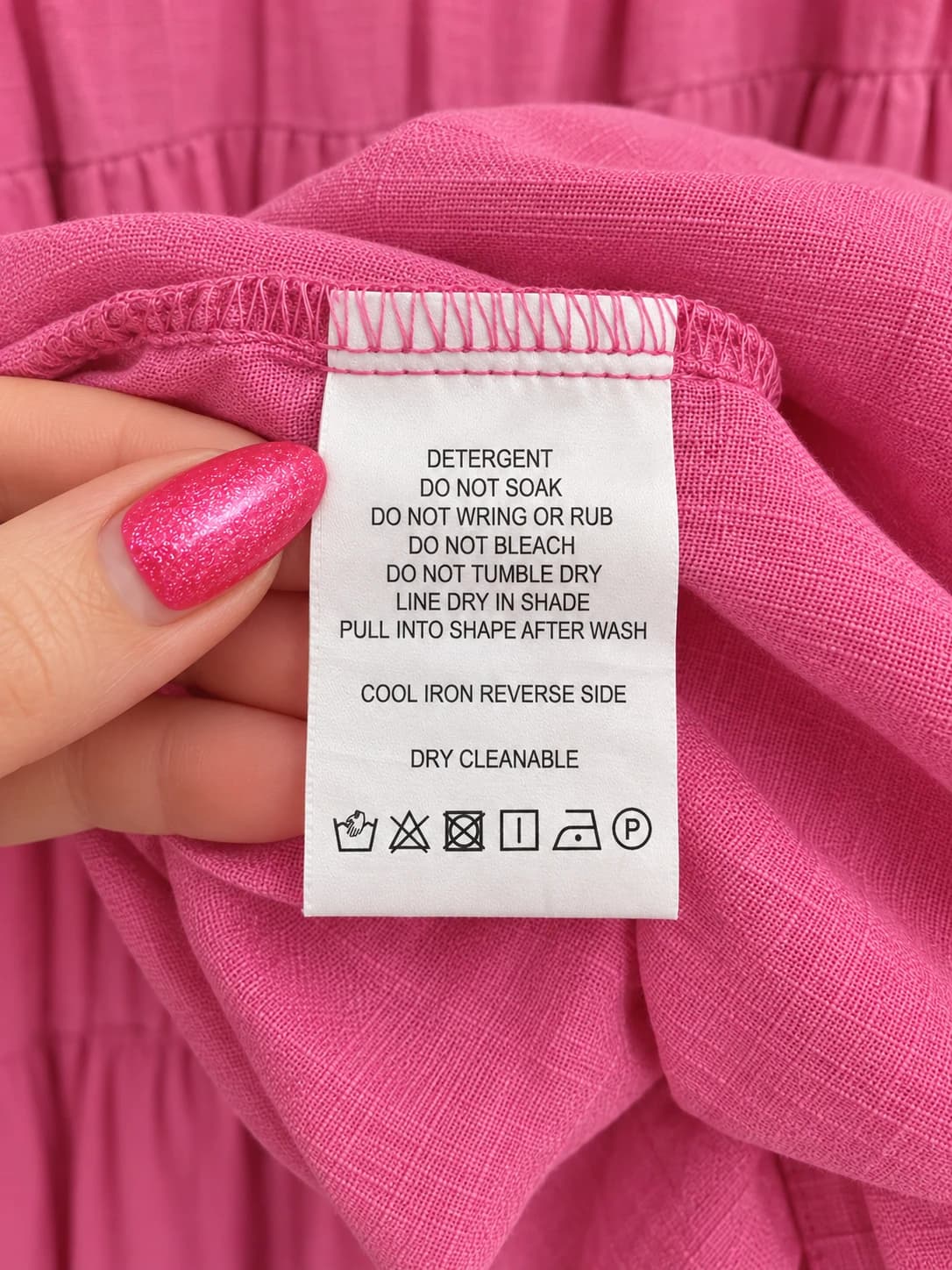 LINEN LUX Pink Linen Blend Pintuck Tiered Smock Mini Dress Size 10 — photo 6 of 7