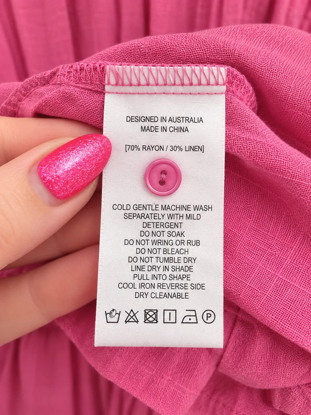 LINEN LUX Pink Linen Blend Pintuck Tiered Smock Mini Dress Size 10 — photo 7 of 7