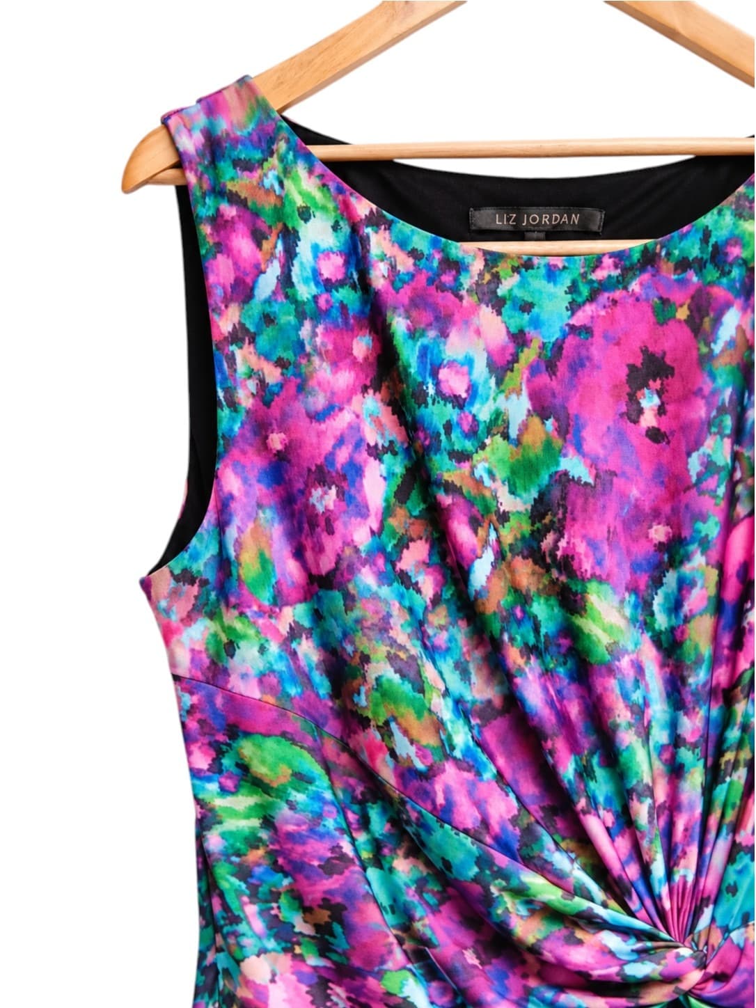 Liz Jordan Womens Dress XL Multicolour Floral Print Twist Waist Sleeveless Midi — photo 1 of 6