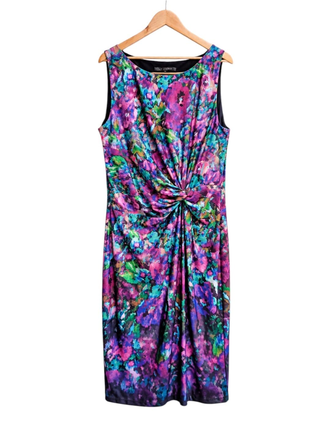 Liz Jordan Womens Dress XL Multicolour Floral Print Twist Waist Sleeveless Midi — photo 2 of 6