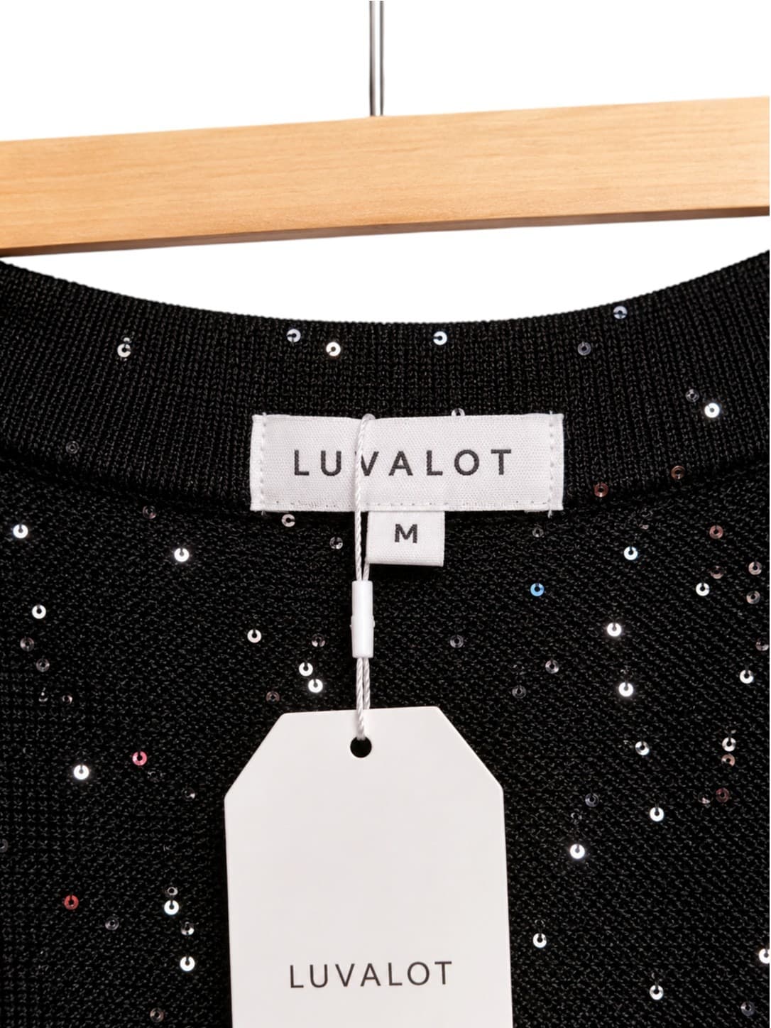 LUVALOT Womens Black Sequin Knit Maxi Skirt Size M Sparkly Party Evening — photo 2 of 8