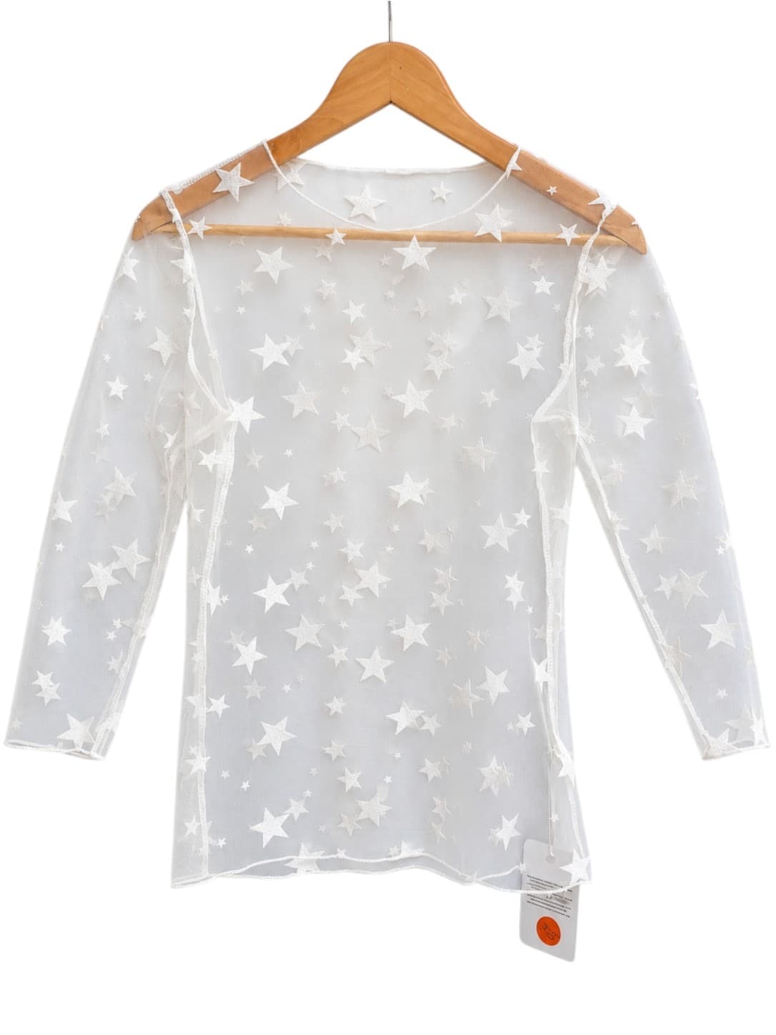 Mermaids Cowboys And Indians Sheer White Star Mesh Long Sleeve Top — photo 1 of 6
