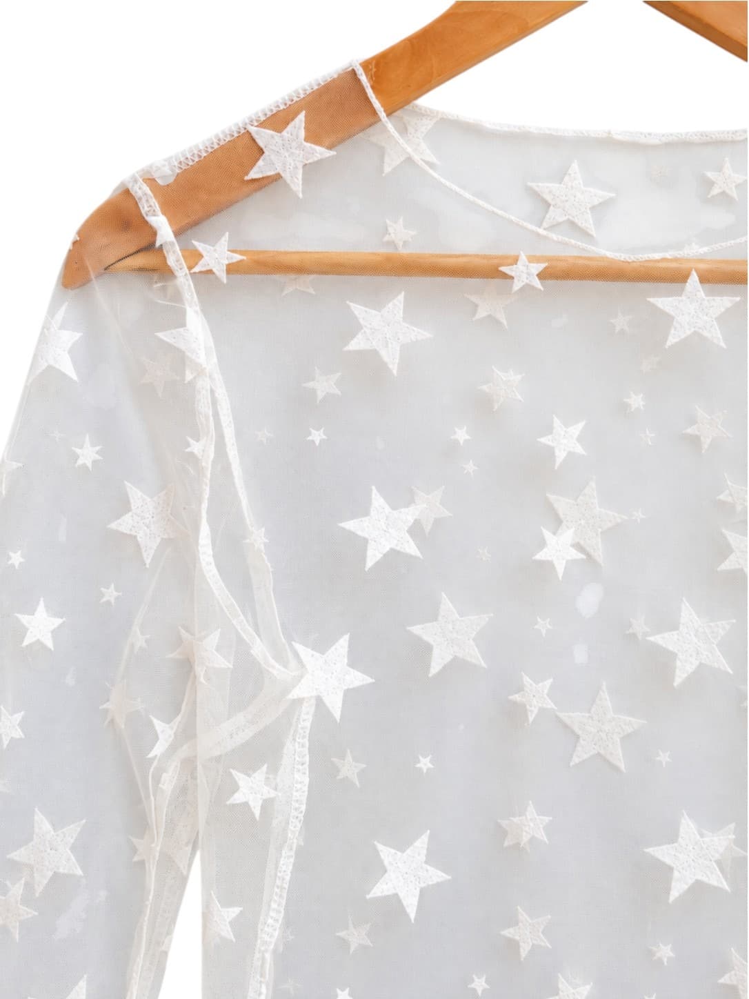Mermaids Cowboys And Indians Sheer White Star Mesh Long Sleeve Top — photo 2 of 6