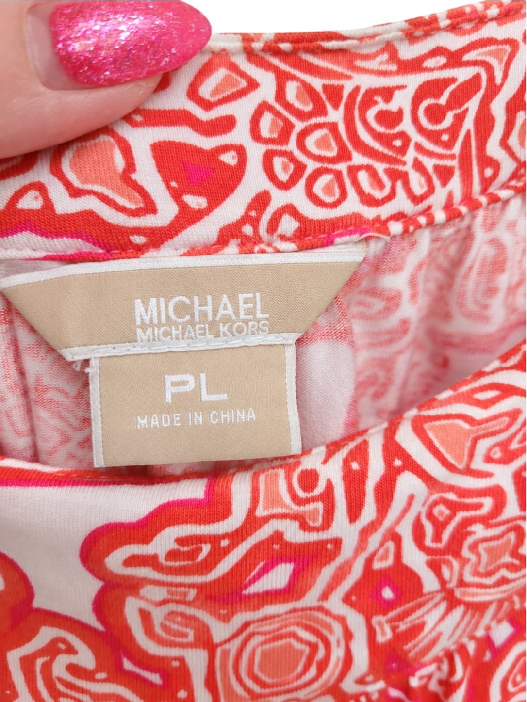 MICHAEL Michael Kors Paisley Chain Strap Top Coral Pink Women's PL — photo 5 of 7