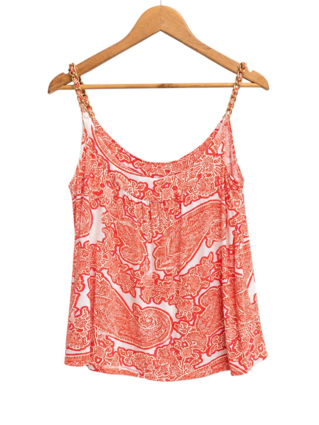 MICHAEL Michael Kors Paisley Chain Strap Top Coral Pink Women's PL — photo 2 of 7
