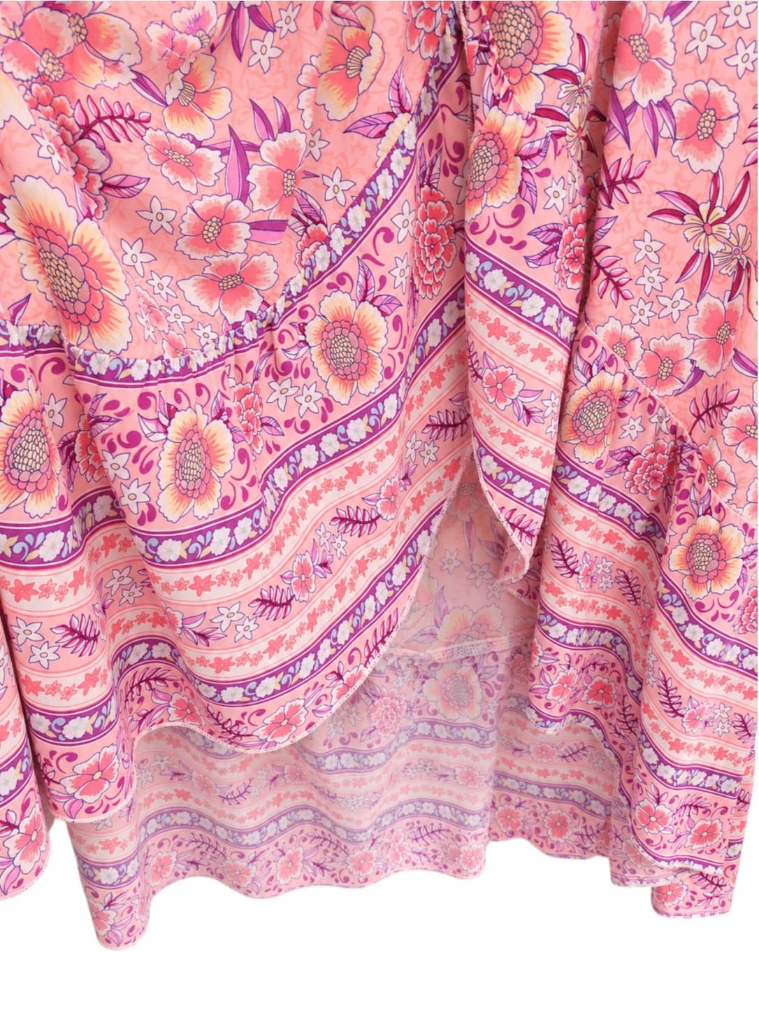 MINX & MOSS Pink Floral Boho Flutter Sleeve Maxi Dress Size 12 — photo 8 of 8