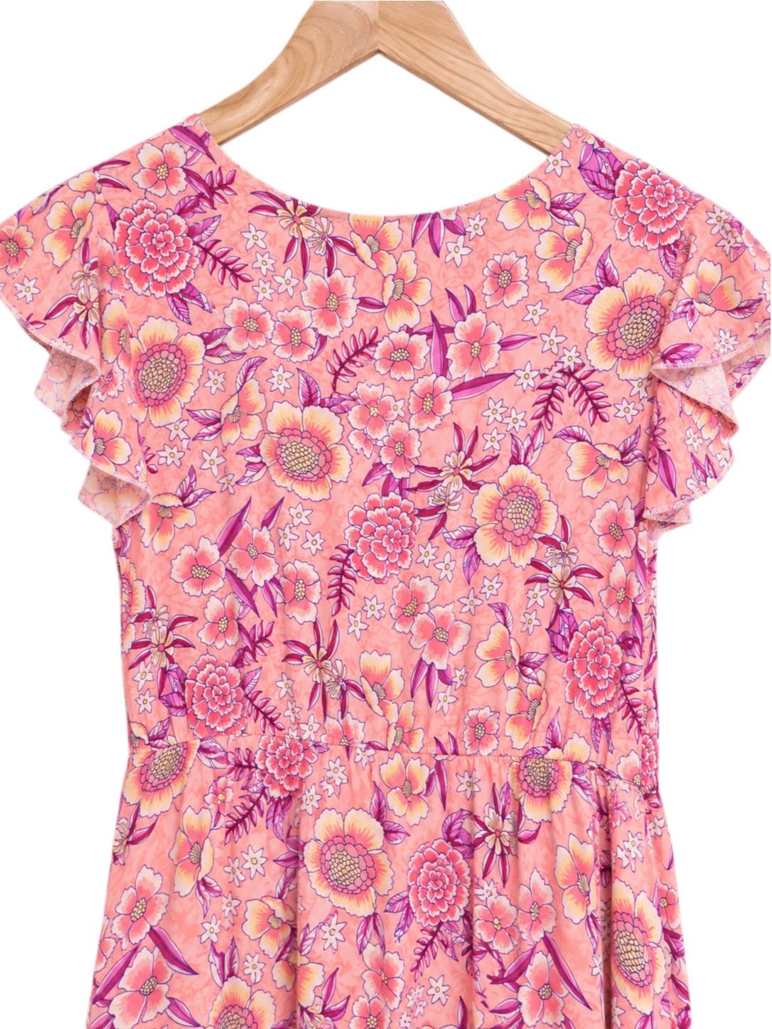MINX & MOSS Pink Floral Boho Flutter Sleeve Maxi Dress Size 12 — photo 4 of 8