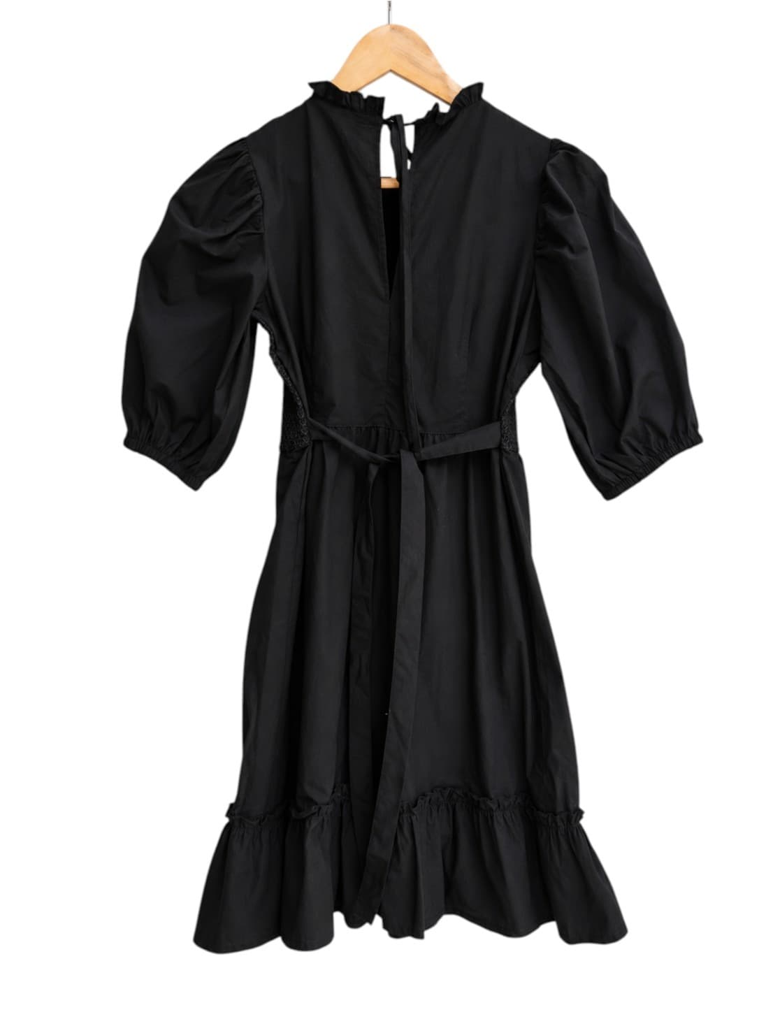 MISS SELFRIDGE Black Smocked Puff Sleeve Ruffle Mini Dress UK 10 AU 10 — photo 3 of 7
