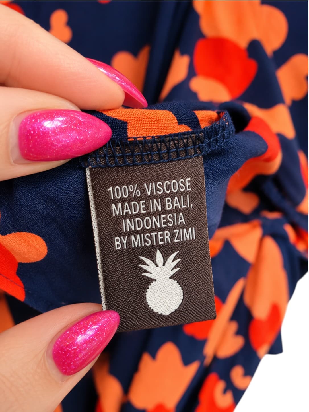 MISTER ZIMI Navy Orange Floral Bell Sleeve Hi-Low Mini Dress Size 10 — photo 7 of 8