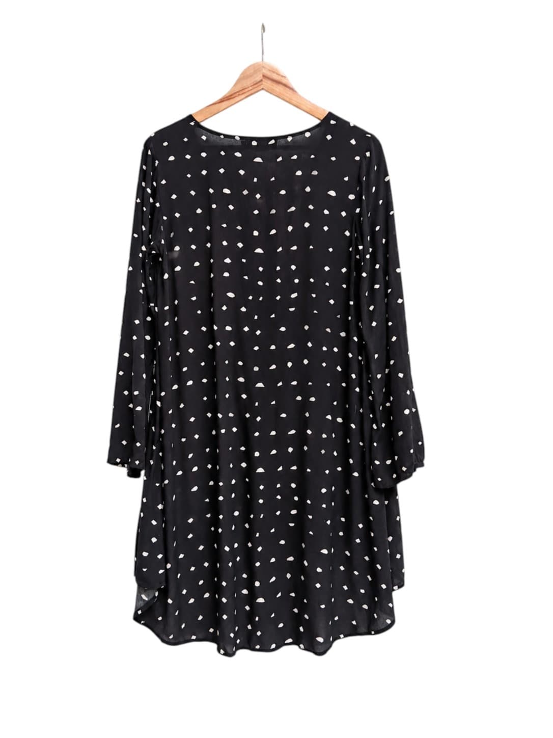 Mister Zimi Womens Dress Size 8 Black White Geometric Print Long Sleeve Swing — photo 5 of 8