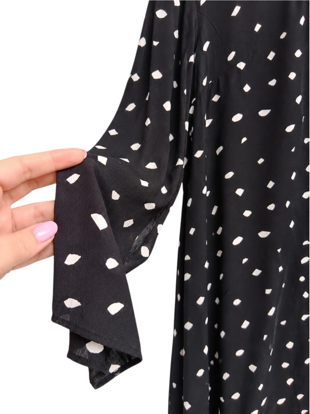 Mister Zimi Womens Dress Size 8 Black White Geometric Print Long Sleeve Swing — photo 3 of 8