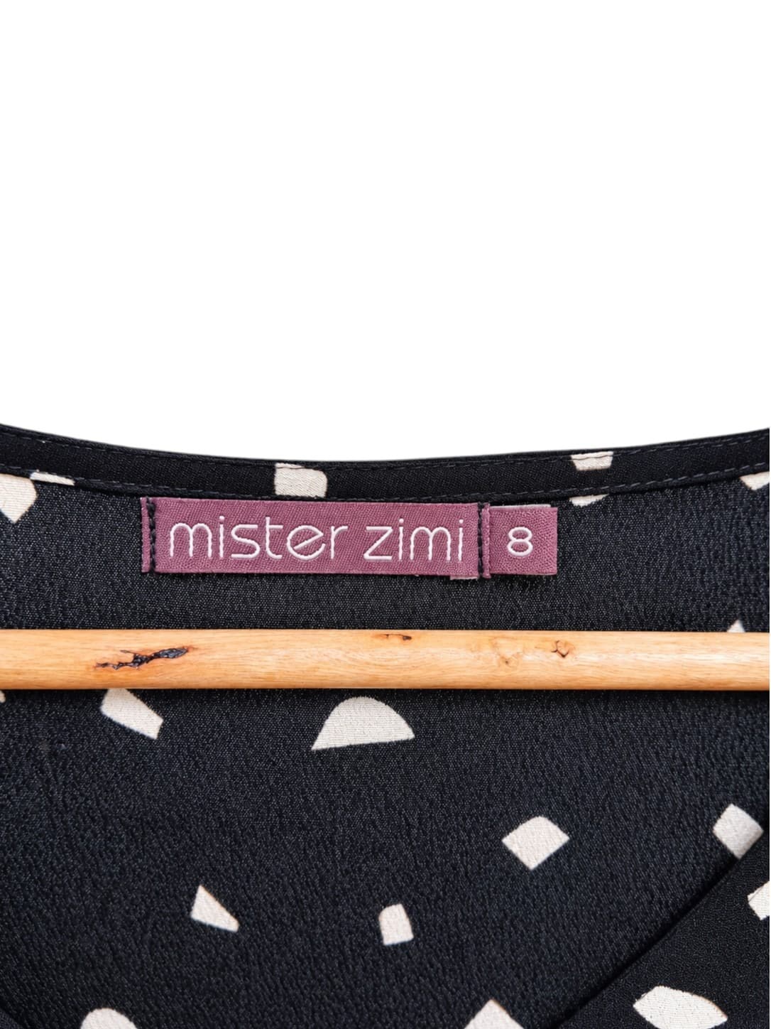 Mister Zimi Womens Dress Size 8 Black White Geometric Print Long Sleeve Swing — photo 6 of 8