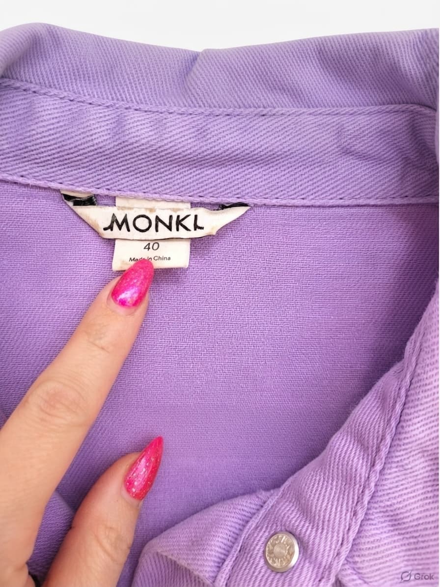 MONKI Bright lavender Cotton Denim mini dress size 40 (Size 12) — photo 3 of 8