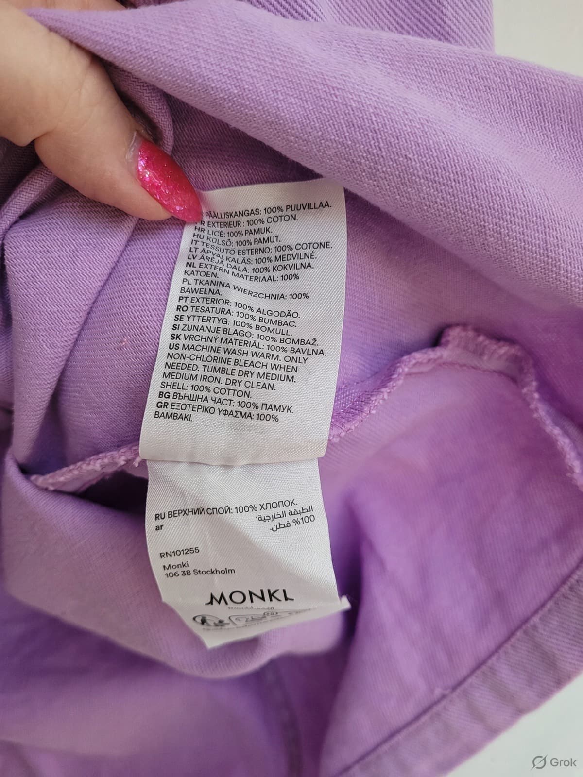 MONKI Bright lavender Cotton Denim mini dress size 40 (Size 12) — photo 8 of 8