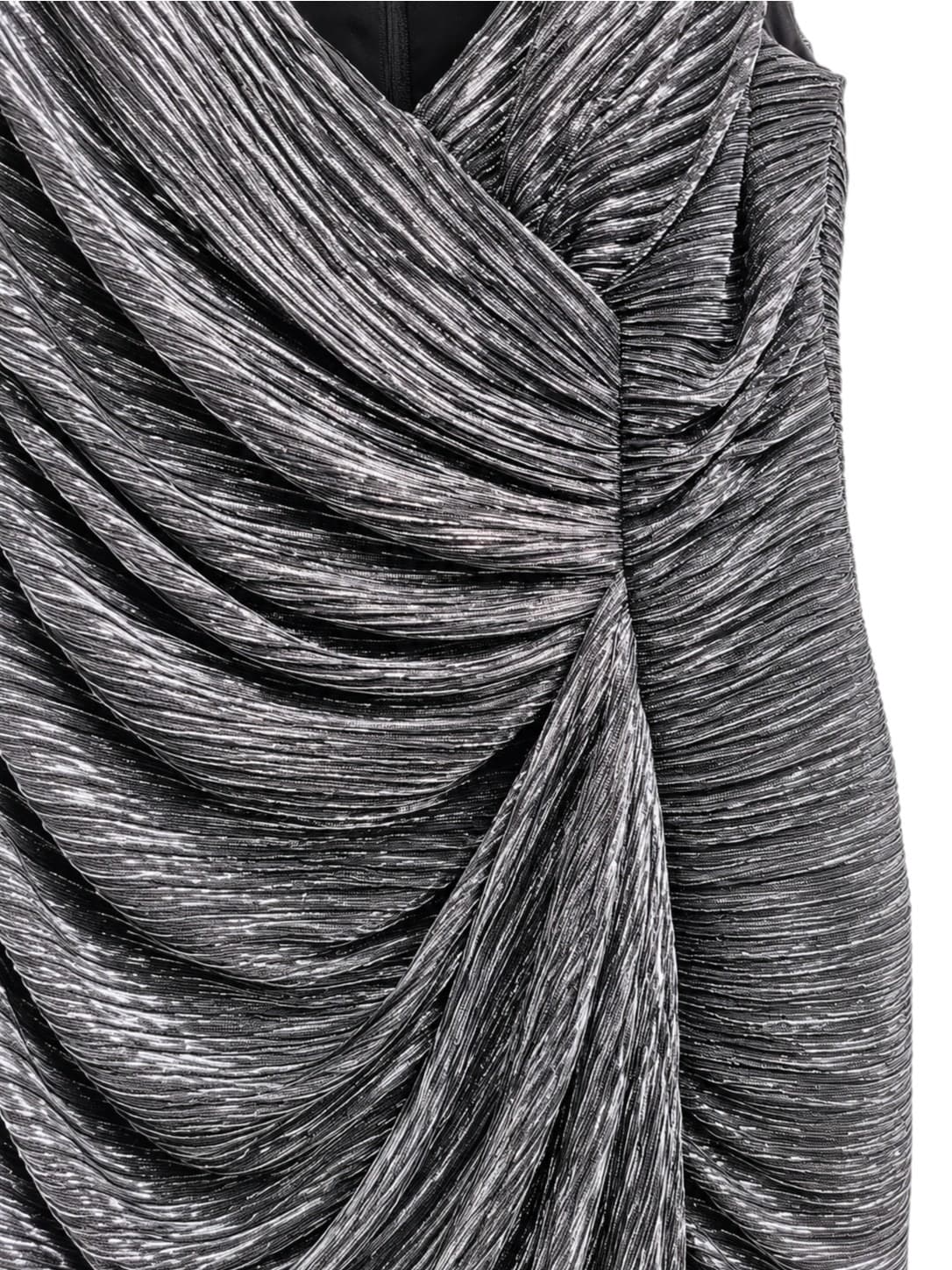 Mr K Metallic Silver Draped Cocktail Dress Size 10 Made in Australia 90's Vintage — photo 4 of 7