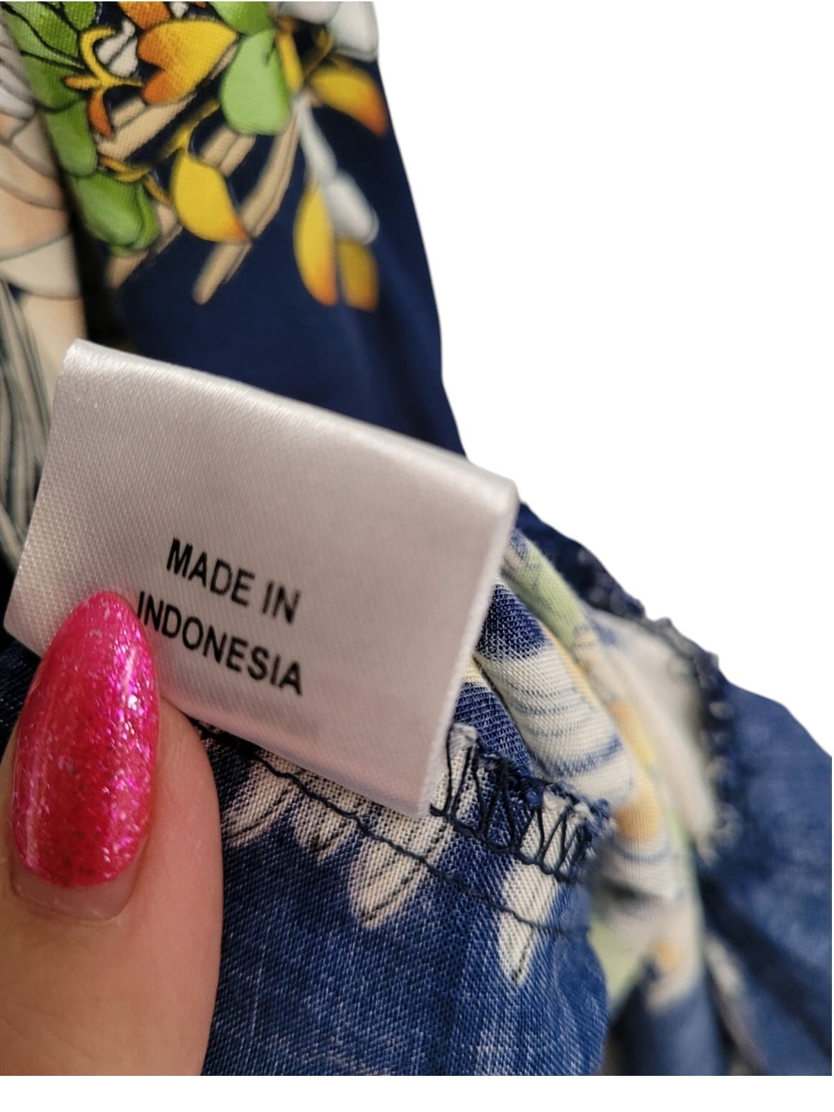 NATASHA GAN Navy Tropical Floral Smocked Tiered Midi Dress Size 18 — photo 9 of 9