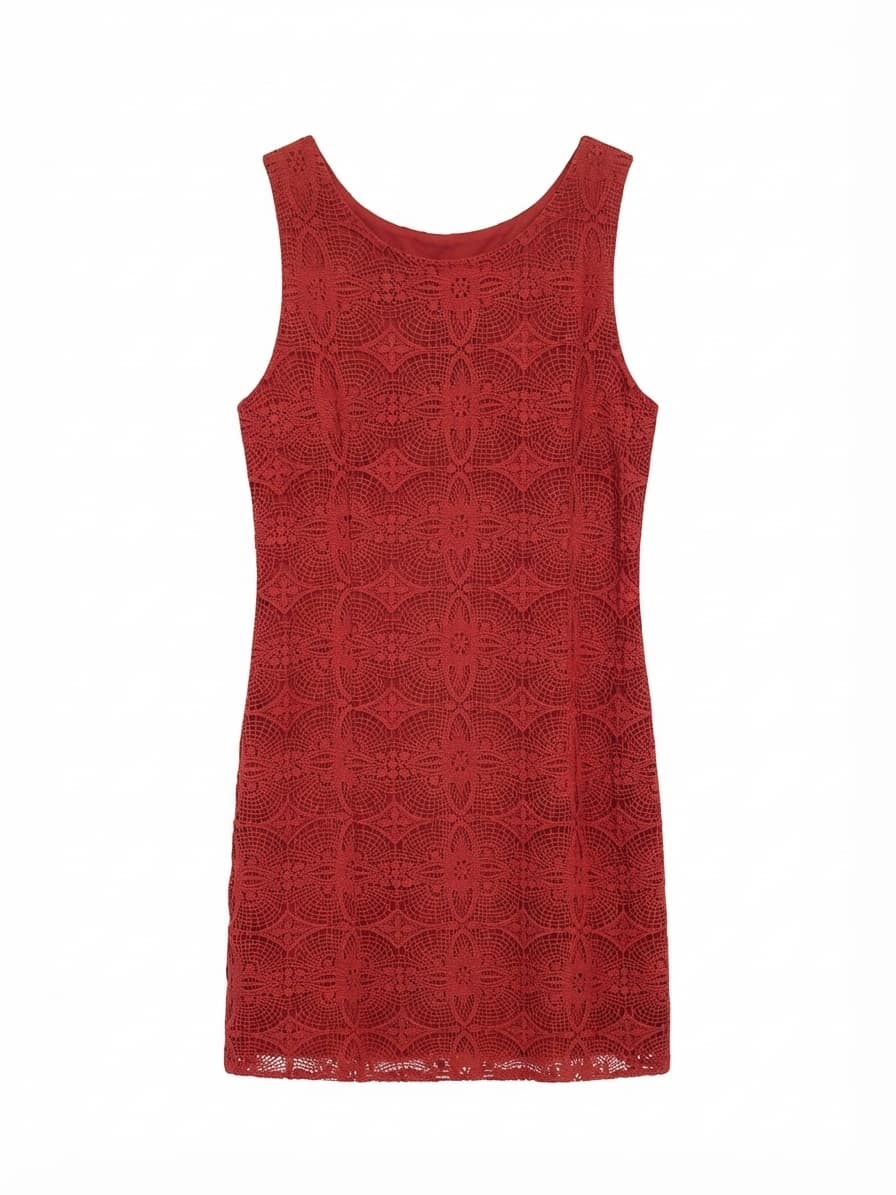 NATASHA GAN Terracotta Red Cotton Crochet Lace Mini Dress Size 12 — photo 1 of 6