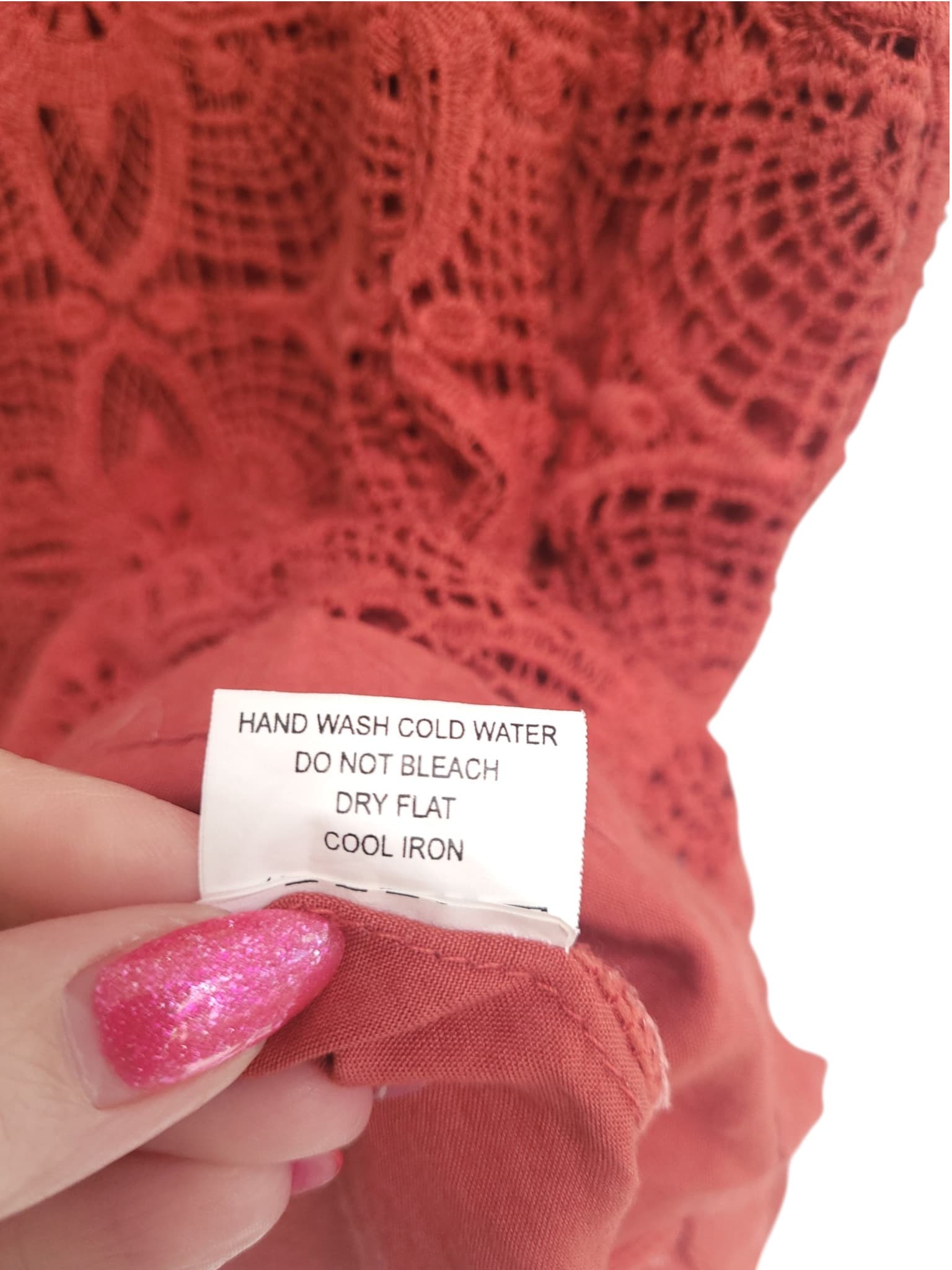 NATASHA GAN Terracotta Red Cotton Crochet Lace Mini Dress Size 12 — photo 4 of 6